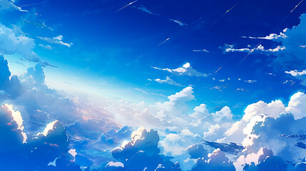 綺麗な青い空と雲 - obrazy, fototapety, plakaty