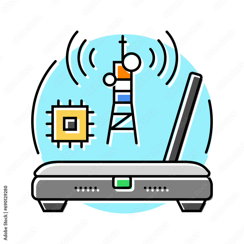 Poster rf technology electronics color icon vector. rf technology electronics sign. isolated symbol illustr