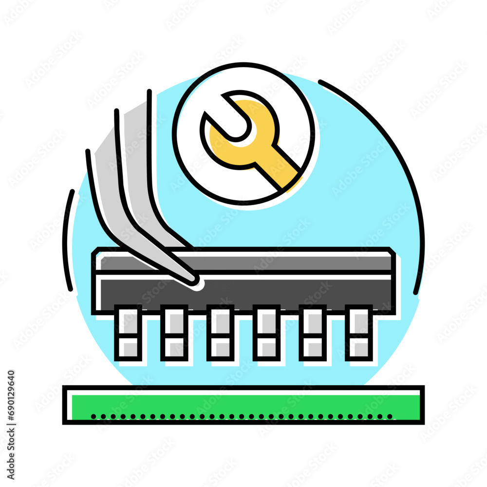 Poster electronic assembly electronics color icon vector. electronic assembly electronics sign. isolated sy