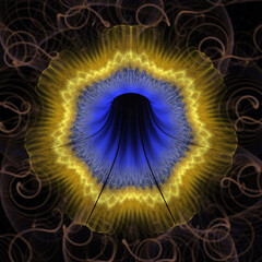 Abstract floral pattern, for printing on tiles, bandanas, pillows etc. Created in the program Apophysis 7x.