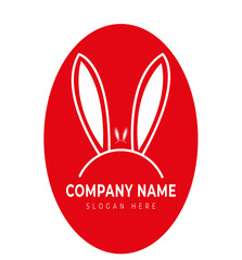 Vector rabbit simple mascot logo design rabbit ear company logo design vector design illustrator  red shaped logo of rabbit