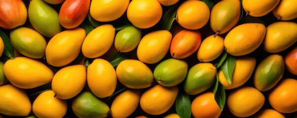Ripe mango fruits. Top view of mango for background.