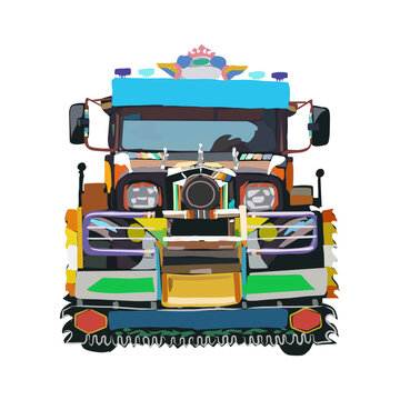 Jeepney Commute: Vector Scene of Bustling Traditional Filipino Transport
