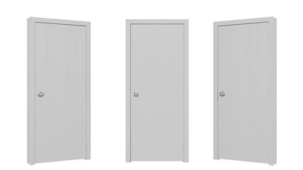 White entrance doors on isolated background, alpha channel, png