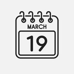 Icon page calendar day - 19 March