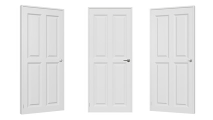 White interior doors on isolated background, alpha channel, png