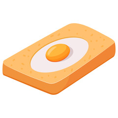 Fried egg heart shape with toast.Delicious toast with egg.Fresh toasted bread with fried egg.Isolated on white background.Vector flat illustration.