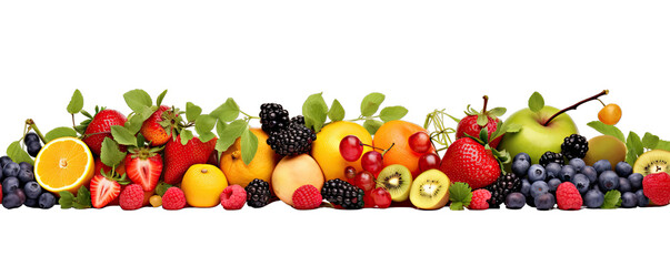 Collection Natural Delicious Fruits Border On Transparent Background