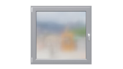 Gray plastic euro window on isolated background, alpha channel, png