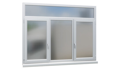 Gray plastic euro window on isolated background, alpha channel, png