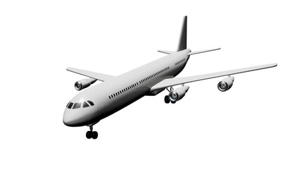 White passenger plane, airbus on isolated background, alpha channel, png