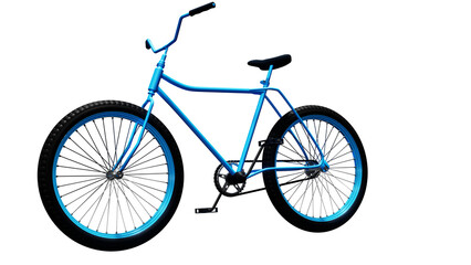 Blue bicycle on isolated background, alpha channel, png