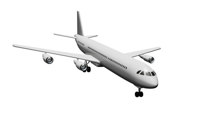 White passenger plane, airbus on isolated background, alpha channel, png