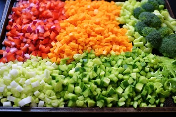 mixed veggies scattered for sandwich preparation