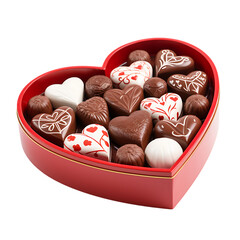 heart shaped box of chocolates  isolated on transparent or white background, png