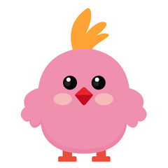 Adorable Pink Chick: A Modern Cartoon Illustration.