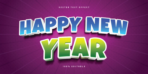 Happy new year text effect editable funny and comic text style