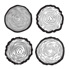 Set rings of topographic line map, circular. tree rings vector