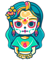 A-Sugar-Skull-Girl-Figure Halloween Hesign ,ai generated art.