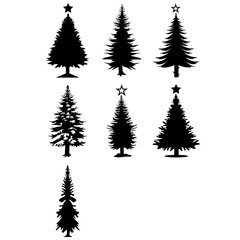set of christmas tree svg, christmas tree vector, christmas tree silhouettes, Christmas Tree Svg Bundle, Christmas Clipart, Christmas tree hand drawn Vectors & Illustrations	