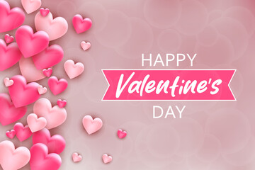 Valentine's day background with hearts. Happy Valentine's Day inscription with hearts. Template for gift card, poster, banner. Vector illustration.