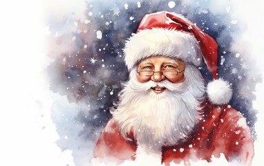 Watercolor Santa Claus portrait christm