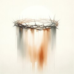 Crown of thorns on a watercolor background. Christian symbol. - obrazy, fototapety, plakaty