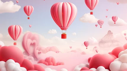 Papier Peint photo Montgolfière hot air balloons in the sky Valentine's Day Background 