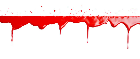 red paint dripping isolated on a transparent background - obrazy, fototapety, plakaty