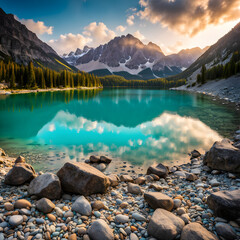 lake in the mountains - 690143666