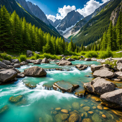 mountain river in the mountains - 690143814