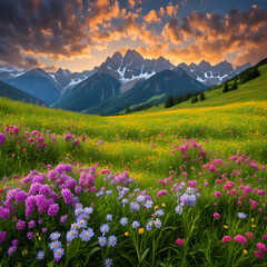 alpine meadow in the mountains - 690143843