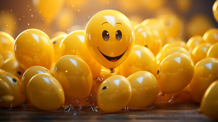 Yellow smiling balloons.
