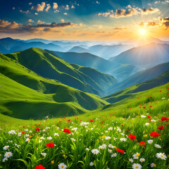landscape with flowers - 690144007