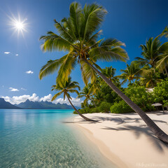 beach with palm trees - 690144094