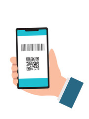スマホでキャッシュレス決済をするイラスト