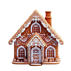 fantasy gingerbread man, house, Christmas tree on white background