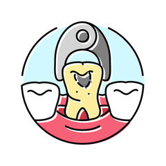 tooth extraction dental color icon vector. tooth extraction dental sign. isolated symbol illustration