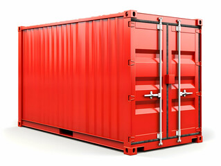 Red steel container isolated white background. High quality
