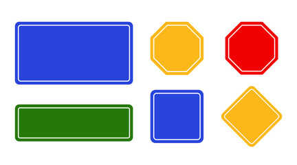 Road signs, set. Traffic signs on white background. Road traffic safety. Vector illustration.