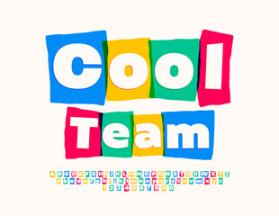Vector creative sign Cool Team. Bright watercolor Font. Trendy Alphabet Letters and Numbers set