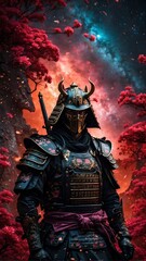 Galactic Ronin Japanese Style Samurai in Cosmic Silence