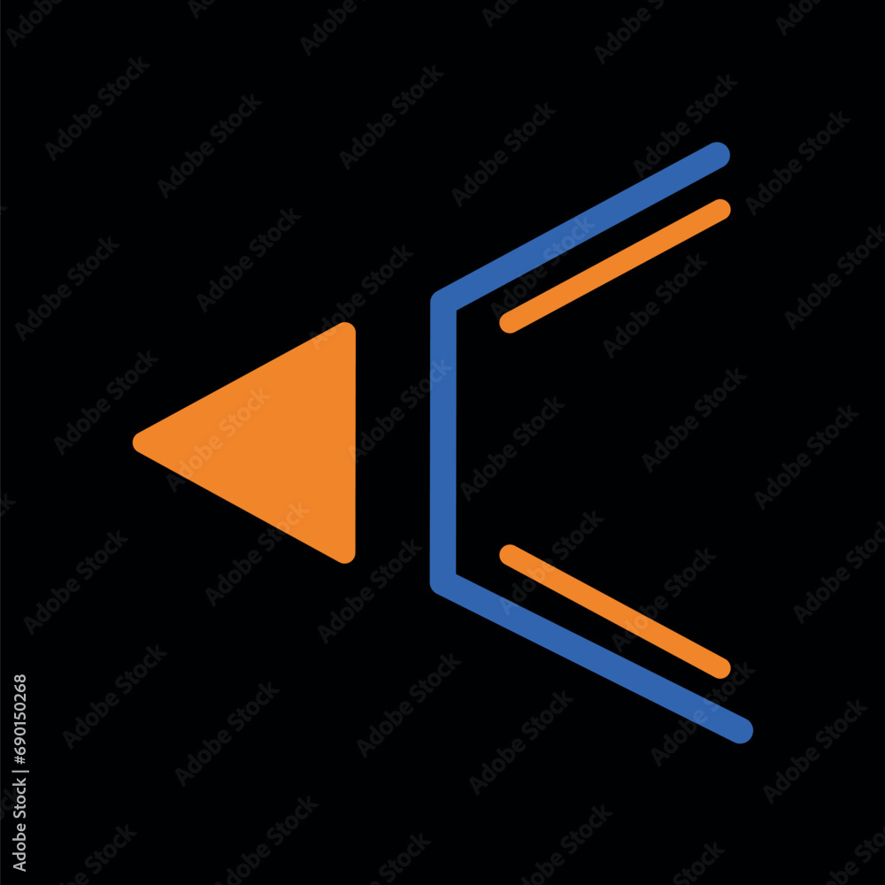 Poster Arrow in cyberpunk style. A cyberpunk design commands attention with a vivid arrow navigating through an intricate, chaotic shape against a deep black background. Vector illustration.