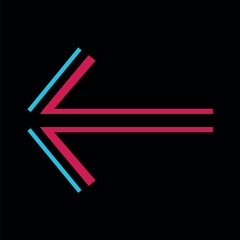 Arrow in cyberpunk style. An immersive cyberpunk artwork highlight the tension between the striking red arrow and a complex, crazy shape set against a noir black backdrop. Vector illustration.