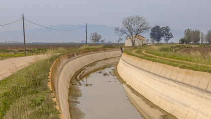 Dry irrigation channel in Ebro delta