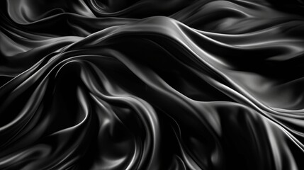 Fototapeta premium Black white silk satin fabric abstract background. Drapery fold crease wavy crumpled. Light shiny glitter shimmer shine. Luxury beauty rich. Sexy. Fluid flow liquid effect. Design. Wallpaper concept.