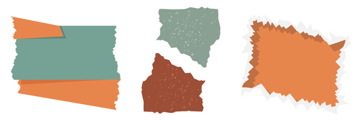 set of torn paper. cutout of color paper. vector illustration