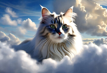 Furry feline in the sky. 