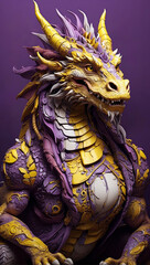 Fototapeta premium Super dragon character. Purple and yellow dragon illustration. Year of dragon.