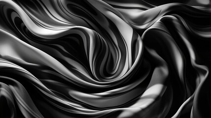 Black white silk satin fabric abstract background. Drapery fold crease wavy crumpled. Light shiny glitter shimmer shine. Luxury beauty rich. Sexy. Fluid flow liquid effect. Design. Wallpaper concept.